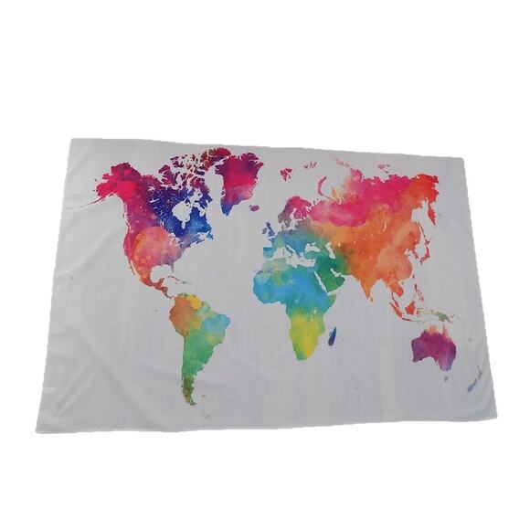 World Map Tapestry Watercolor Tapestry Map Wall Hanging NEW - Picture 2 of 7